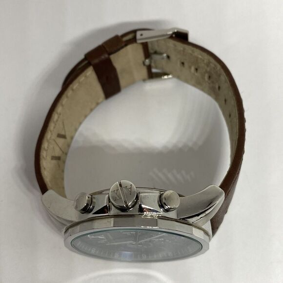 Armani Exchange AR-2501 Men's Brown Leather Analog Blue Dial Quartz Watch JK230 - Picture 8 of 12